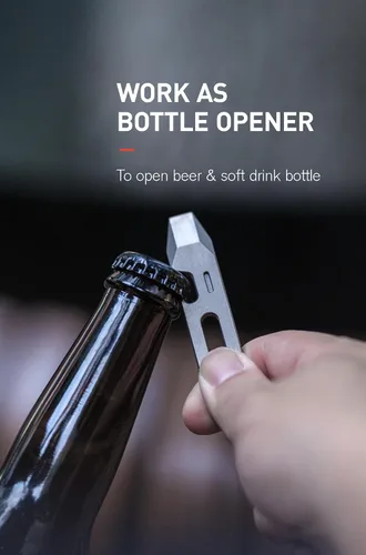 Vista 6 de KEEPO LINK Barra de palanca EDC de titanio multiherramienta, herramienta de llavero de palanca 4 en 1 con abrebotellas, llave hexagonal y regla de 5