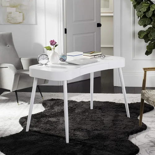 Vista 2 de Safavieh Home Collection Madan Mid-Century - Escritorio blanco escandinavo con un cajón
