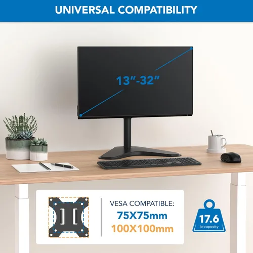Vista 9 de Mount-It! Soporte de monitor para escritorio, soporte de monitor individual independiente para pantallas de 21.5 a 32 pulgadas, soporte VESA
