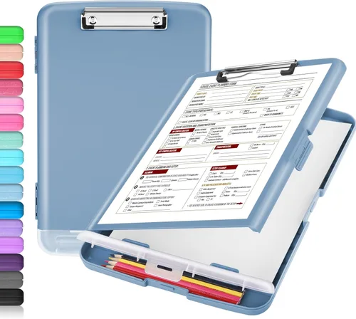 Vista 13 de Sooez - Sujetapapeles de documentos clínicos con almacenamiento, sujetapapeles de plástico resistente, de alta capacidad, con soporte para bolígrafo