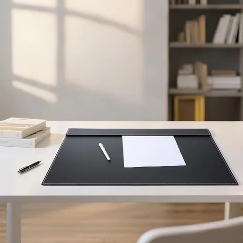 Vista 3 de Protector de escritorio de cuero de 24 x 18 pulgadas con riel superior para escribir, protector de escritorio ejecutivo para oficina, hogar, lugar