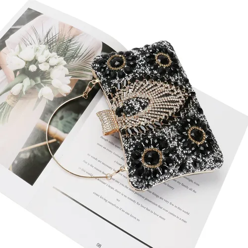 Vista 7 de COAIMANEY Bolso de mano de lentejuelas brillantes con diamantes de imitación para mujer, bolso de mano de noche, bolso de hombro para boda, fiesta