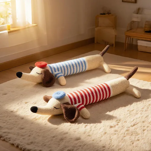 Vista 3 de luxSoramia Kit de ganchillo para principiantes, kit de 2 piezas de perro salchicha para principiantes con tutoriales en video paso a paso, kit