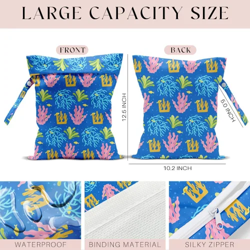 Vista 2 de Bolsa para artículos húmedos y secos, bolsas de natación impermeables, lavables a máquina, bolsas reutilizables para playa, piscina, pañales y ropa