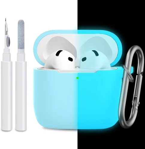 Vista 16 de Funda compatible con AirPods de 4ª generación, funda de silicona protectora suave con kit de limpieza, accesorios para Apple AirPods 4 Gen 2024, LED