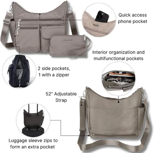 Vista 44 de Baggallini Modern Everywhere Crossbody Women 11x9x4.5 RFID Hobo Bag