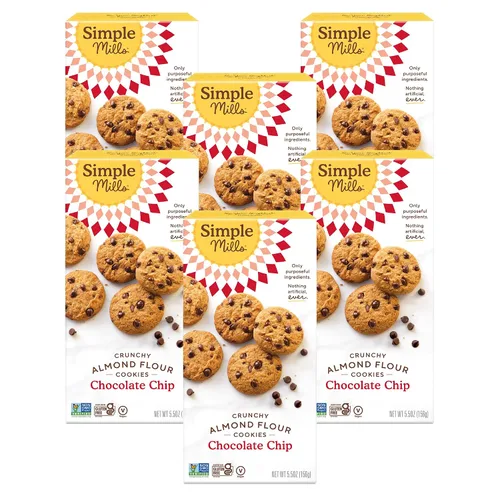 Vista 17 de Simple Mills Galletas crujientes de harina de almendras, chispas de chocolate, sin gluten, vegano, bocadillos saludables, hechos con aceite de coco