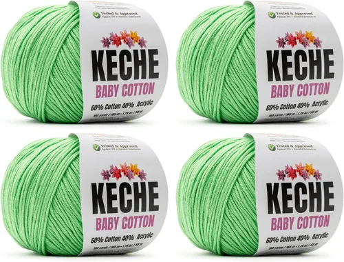 Vista 21 de Keche Hilo de Algodón, 60% Algodón 40% Hilo Acrílico, Hilo de Algodón Suave para Crochet y Tejer, Hilo Amigurumi 1 Madeja/Bola 1.76 Oz (50g) / 180