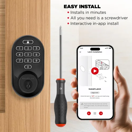 Vista 7 de Kwikset Halo - Cerradura inteligente Wi-Fi, cerradura de puerta sin llave con cerrojo, desbloqueo automático por geocerca, certificación grado AAA