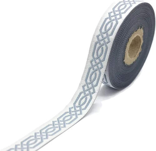 Vista 3 de Carrete de 10.9 yardas 0.79 pulgadas de ancho azul celta Claddagh bordado Jacquard Ribbon 20272