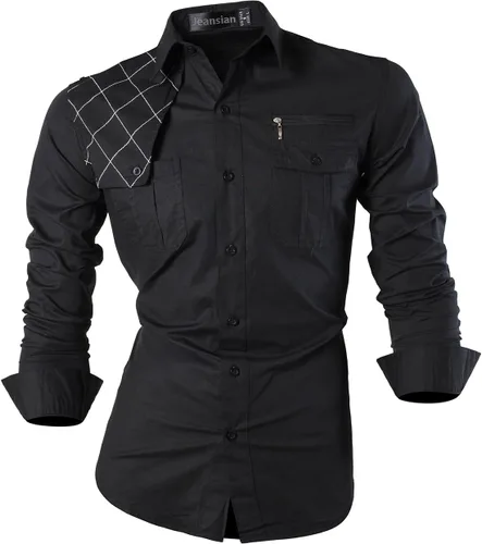 Vista 37 de jeansian - Camisas de manga larga de ajuste entallado para hombre (8397), con botones, informales y de vestir.