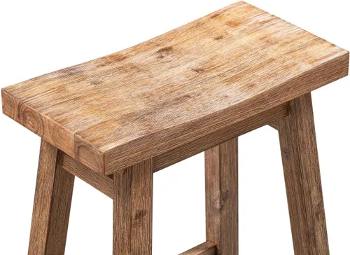 Vista 6 de Boraam Sonoma Taburetes de Bar de Cocina tipo Silla de Montar sin Respaldo - Madera de Granero con Acabado Cepillado - Juego de 2