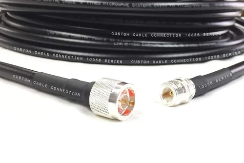 Vista 3 de Custom Cable Connection 1 pie LMR-400 N macho a N hembra extensión Times Microondas LMR400 50 Ohm cable coaxial de baja pérdida de antena para radio