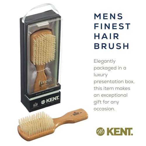 Vista 6 de Kent OG4 - Cepillo rectangular de pelo y facial para caballeros de Beachwood para el cuidado de la barba, cepillo exfoliante natural de cerdas