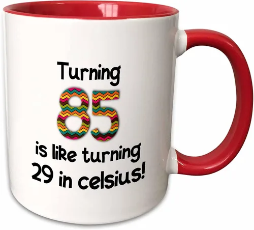 Vista 8 de 3dRose 85 is Like Turning 29 in Celsius-Humorous - Taza de dos tonos, 11 onzas, color negro