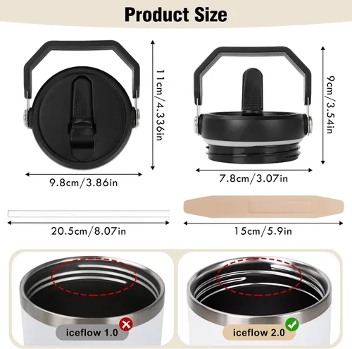 Vista 3 de Tapa de 30 onzas para vaso Stanley Iceflow 2.0, tapa abatible desmontable a prueba de fugas para Stanley Quencher y ProTour, cubierta superior