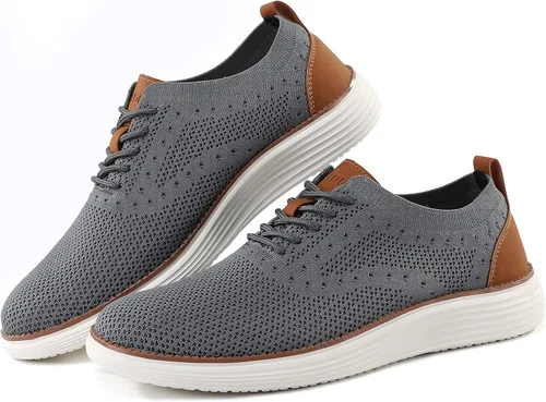 Vista 5 de VILOCY - Tenis de vestir informales para hombre, zapatos oxford cómodos de malla transpirable
