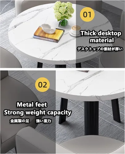 Vista 5 de Muebles de comedor para sala de estar, juego de mesa redonda y silla, mesa de centro para sala de conferencias, para sala de estar, negro, 23.6 x