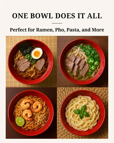Vista 6 de APEX S.K. Juego de tazones de ramen grandes Pho Tazones y Cucharas Asiático Pho Bowl Tazones de melamina Cuchara Japonesa Sopa Oriental 50.7 fl oz
