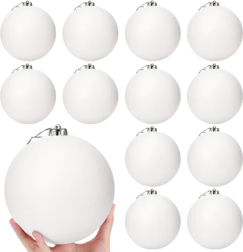 Vista 10 de Poen 12 piezas de adornos de bolas de Navidad grandes de 6 pulgadas con purpurina, adornos de Navidad extra grandes, bolas de Navidad gigantes