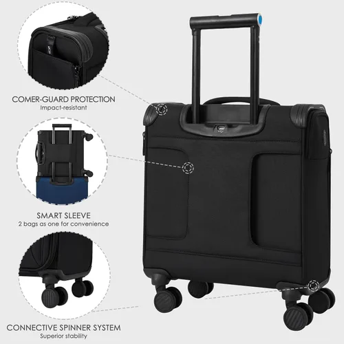 Vista 4 de VERAGE Teldo Softside - Maleta extensible con ruedas giratorias, Negro -, Equipaje de transporte Softside