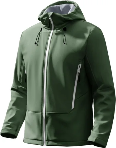 Vista 11 de Runcati Chaqueta Softshell para hombre, con forro polar, rompevientos, bloque de color, impermeable, con capucha, para senderismo