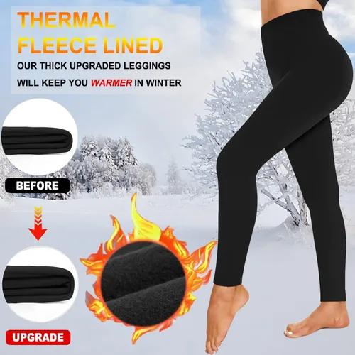 Vista 6 de MOREFEEL Paquete de 4 leggings con forro polar para mujer, con control de abdomen, térmicos, para invierno, cálidos, para entrenamiento
