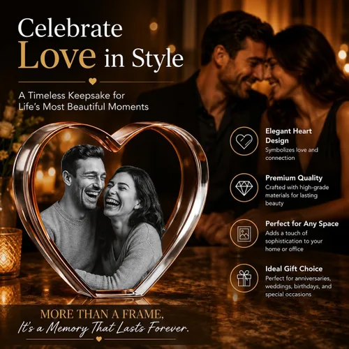 Vista 4 de Corazón de Cristal 3D Personalizado con Foto – Imagen Personalizada Grabada con Láser en Vidrio – Regalo Conmemorativo, de Boda, Aniversario