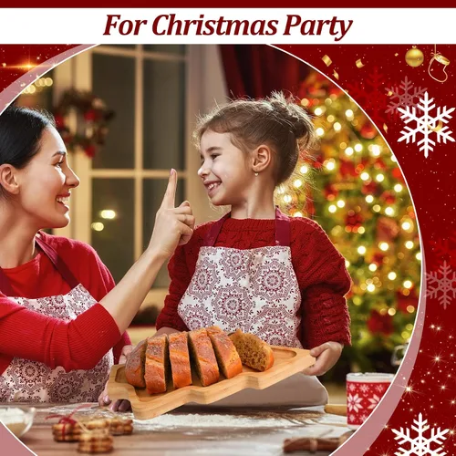 Vista 2 de Sintuff Bandeja de bambú con forma de árbol de Navidad y alce, 2 unidades, de madera natural, para aperitivos, bonitos regalos, para fiesta