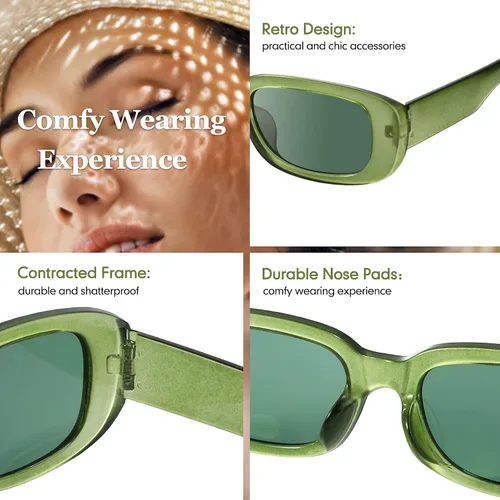 Vista 4 de 20 pares de lentes de sol rectangulares retro pequeños de los años 90 lentes de sol cuadrados estrechos unisex para mujeres hombres y adolescentes