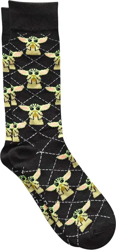 Vista 2 de STAR WARS Baby Yoda Argyle Mens Crew Socks 2 Pair Pack Shoe Size 6-12