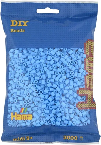 Vista 13 de Hama Perlen 201-49 Iron-On Beads Bag with Approx. 3000 Midi Craft Beads with Diameter 5 mm in Azure Blue, Creative Craft Fun for Young and Old