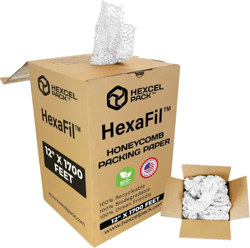 Vista 10 de HexcelPack HexaFil Papel de Embalaje de Panal de Abeja - Ecológico, Relleno Sostenible para Envío y Mudanza, Material de Embalaje Acolchado en Caja