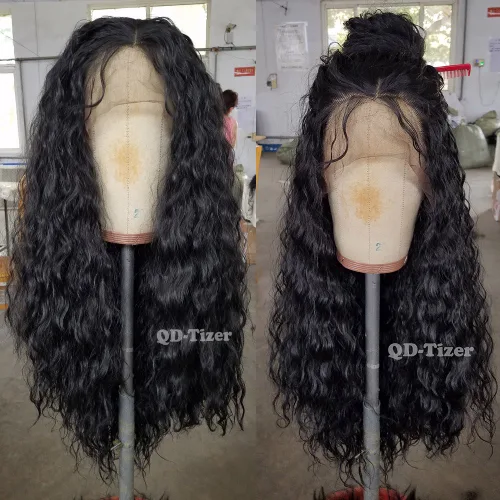 Vista 5 de QD-Tizer - Peluca larga de encaje rizado con ondas de moda para mujer