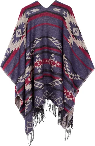 Vista 85 de Chales cálidos para mujer, cárdigan con frente abierto, estilo vintage, poncho