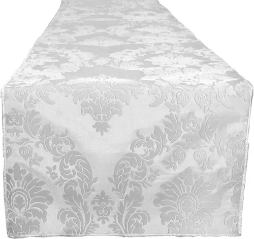 Vista 17 de lovemyfabric Camino de mesa de damasco flocado de tafetán para bodas, despedidas de soltera, baby shower, cena, eventos especiales/graduación