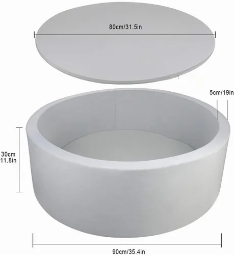 Vista 8 de TRENDBOX Piscina de pelotas de espuma para niños pequeños, 35x11 pulgadas, piscina de bolas suave para bebés con cubierta de terciopelo lavable
