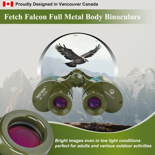 Vista 6 de Fetch Falcon - Binoculares FMC BAK4 HD de 8 x 24 pulgadas (tercera generación de alta potencia, resistencia al agua y portátiles) ideales
