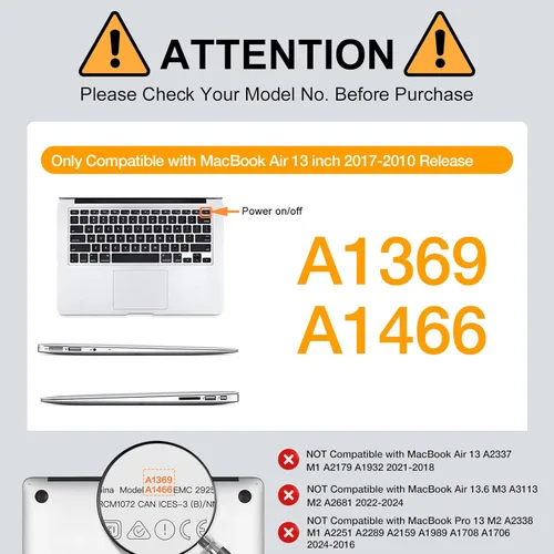 Vista 2 de MOSISO Funda compatible con MacBook Air de 13 pulgadas (modelos: A1369 y A1466, versión anterior 2010-2017), carcasa rígida de plástico, cubierta