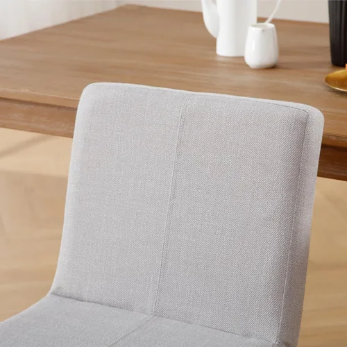 Vista 5 de Kmax Juego de 2 sillas de comedor, elegantes sillas de cocina rústicas de madera sin brazos, tapizadas para comedor, sala de estar, lino, gris
