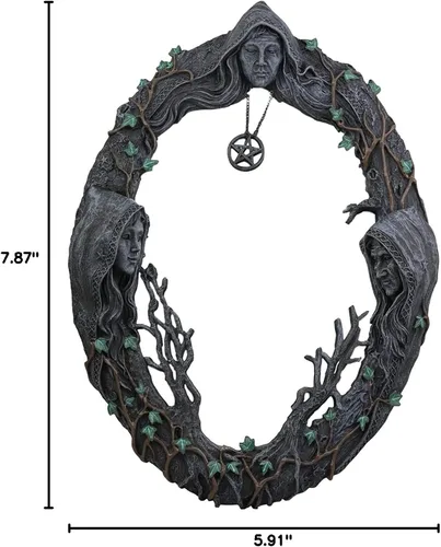 Vista 10 de fenlan Triple Moon Goddess - Espejo de pared con espejo retro puntiagudo