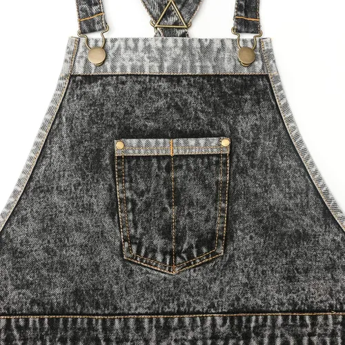 Vista 6 de Jeanerlor - Delantales de trabajo de mezclilla con bolsillos para mujeres y hombres, correas cruzadas y ajustables de S a XXXL, Negro