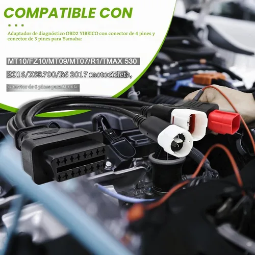 Vista 5 de Cable adaptador de diagnóstico 3 en 1 OBD2 3 pin+4 pines+6 pines a 16 pines múltiples seleccione conector de diagnóstico apto para Yamaha Kline
