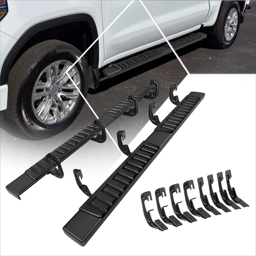 Vista 10 de Estribos de aluminio negro de 6 pulgadas, barras Nerf compatibles con Silverado Sierra 1500 2500 3500 Crew Cab 07-19