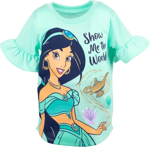 Vista 4 de Disney Frozen Princess - Conjunto de camiseta y leggings para niñas pequeñas y grandes, diseño floral de Moana