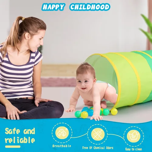 Vista 3 de PigPigPen Túnel de juego para niños pequeños, tienda de campaña desplegable para bebés o perros, juguetes para interiores y exteriores para conjunto