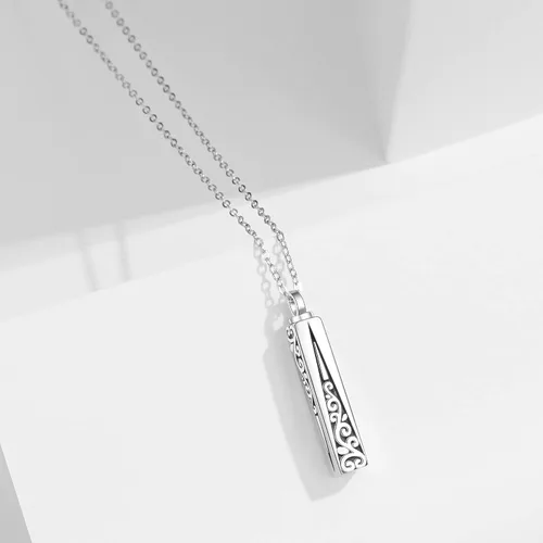 Vista 116 de Collar con colgante de urna de cenizas de cremación y árbol de la vida para mujer, plata de ley US1