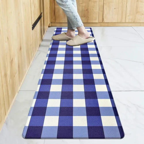 Vista 27 de Tapete Largo de Cocina y Alfombra Tapetes Antifatiga para Piso de Cocina Corredor 17.3''x71'' Negro Rojo Buffalo a Cuadros Corredor Alfombra
