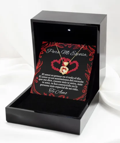 Vista 2 de Regalo para esposa con collar de corazón de amor original para Navidad o aniversario