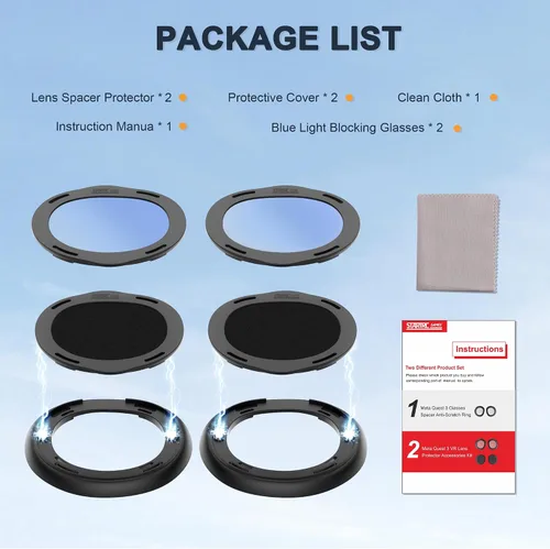 Vista 7 de Lens Protector Cover Kit for Meta Quest 3, Protector Accessories Compatible with Oculus Quest 3, Glasses Spacer Anti-Scratch Ring with Blue Light